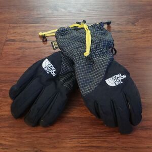 Northface GORE-TEX Black and White Grid Pattern Leather Grip Ski Gloves Mens L